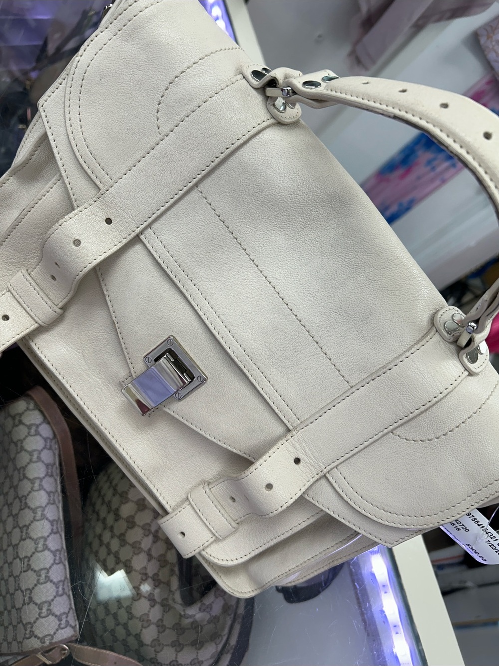 Proenza Schouler Cream Leather Satchel with Silver Hardware